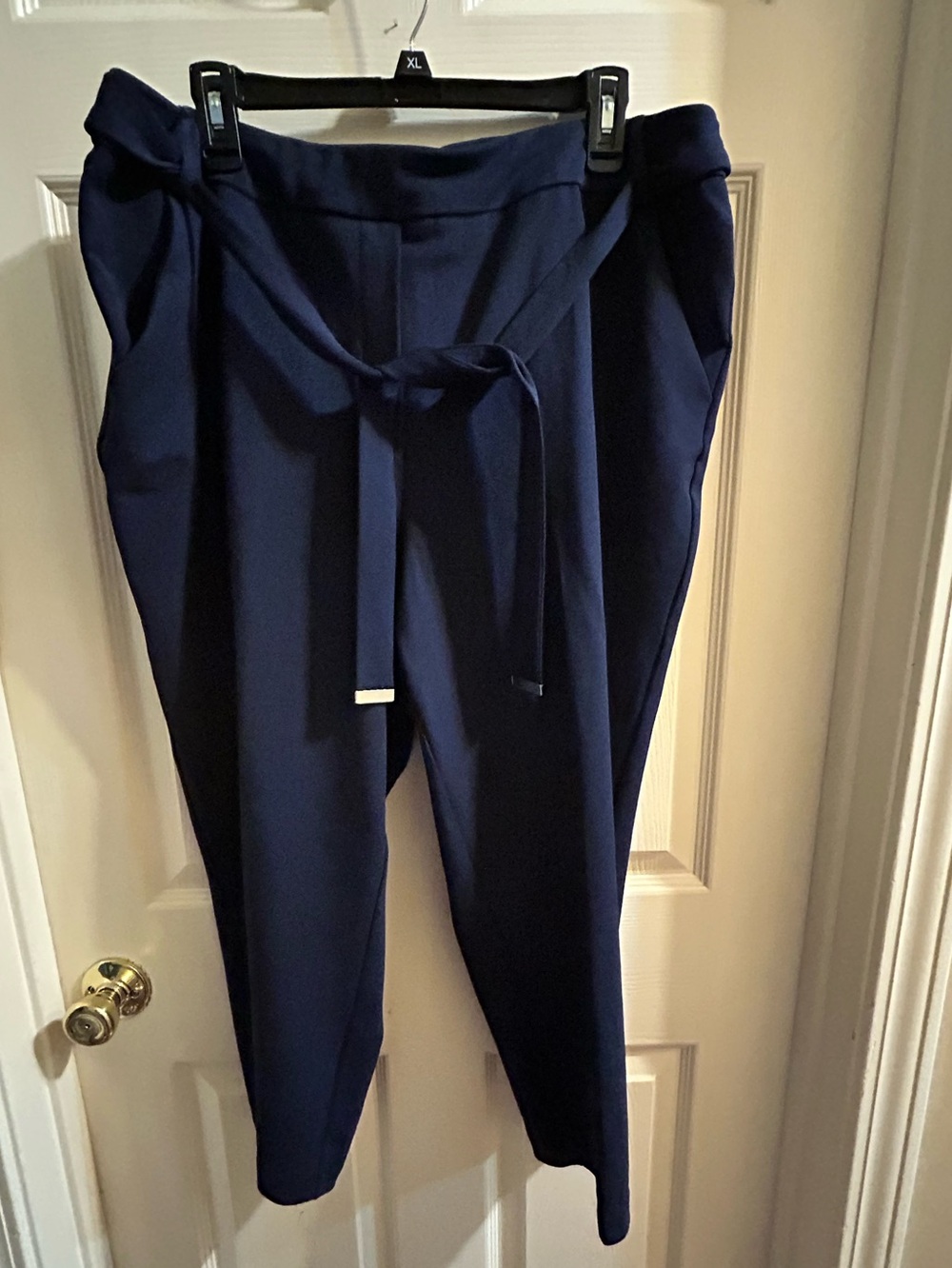 Women's Navy Tie-Waist Capris